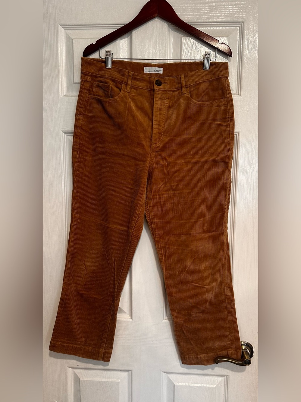 LOFT Corduroy Cropped Pants in Rust Brown - Comfortable Style for Fall